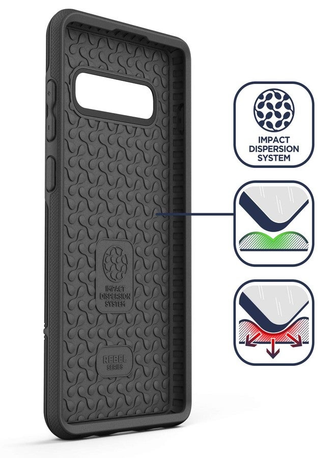 ENCASED Shockproof Galaxy S10 Plus Case - Heavy Duty Protective Cover, Black (Rebel Series for 2019 Samsung S10+) - Image 2